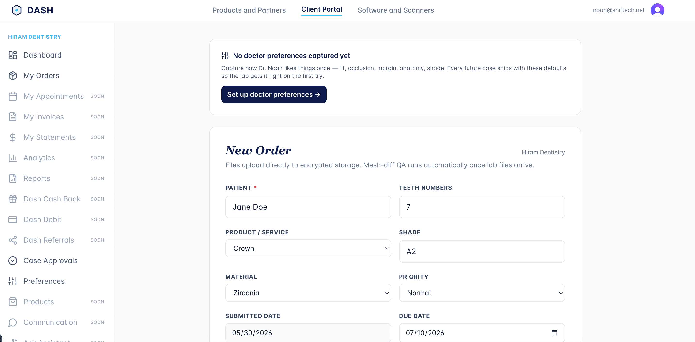 Submit a new case in the Dash portal